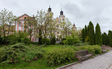 Garden next former Jesuit College and Transfiguration Basilica, Kremenets, Ukraine