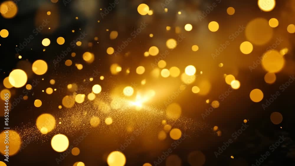Poster golden sparkling light bokeh animation for elegant festive background