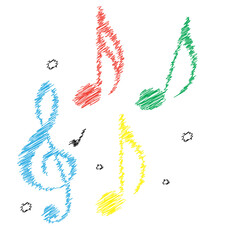 Colorful Scribbled Music Notes