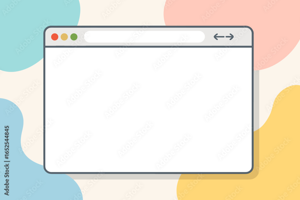 Poster browser window mockup on a colorful background. blank web page template for website design. simple, 