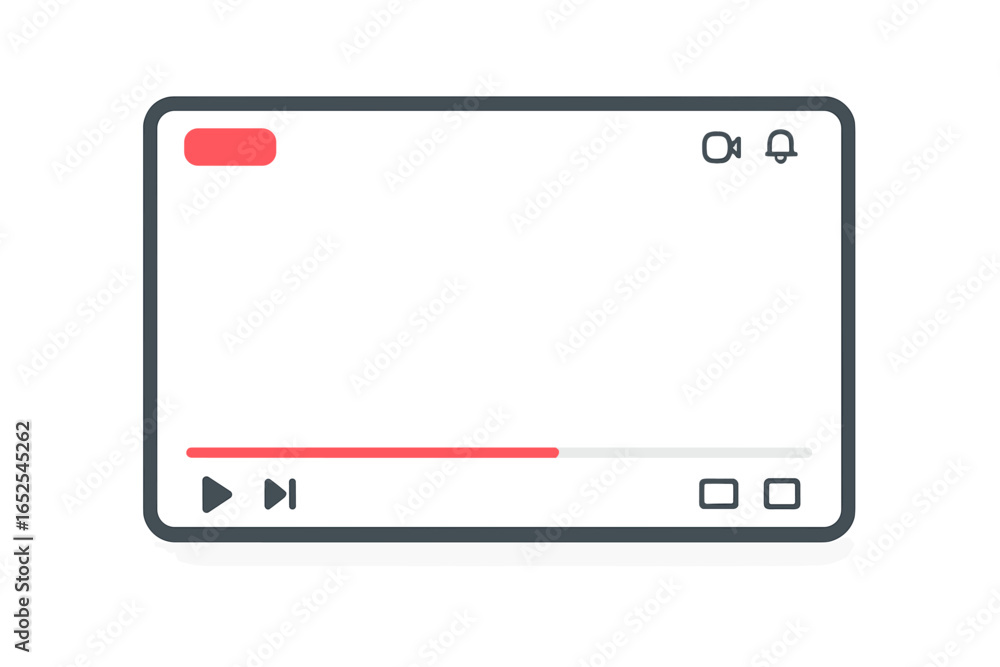 Poster video player interface template for web and mobile apps. unbranded media player mockup for live stre