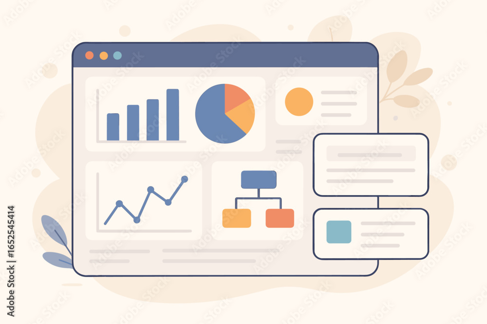 Poster business data analysis dashboard ui. analytics and statistics report with graphs and charts. financi