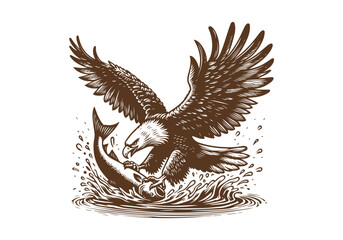 Eagle Engraved Hand Drawn Natural Illustration Vector Isolated by AZ for Books, Arts, Design and Decoration Graphic Asset