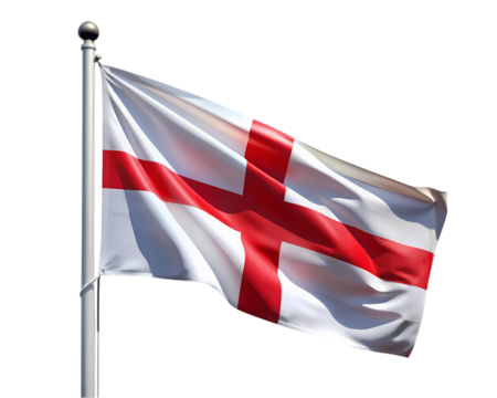 The English Flag A Crisp White Background with a Red Cross - Powered by Adobe