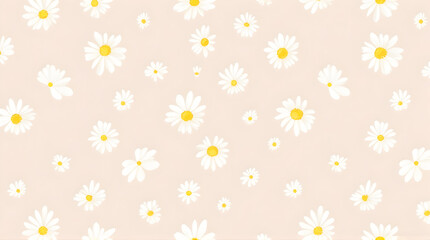 Obraz premium Floral Pattern with Daisy Flowers on Pastel Background