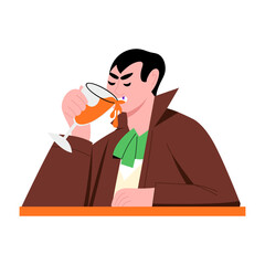A flat style illustration showing vampire drinking