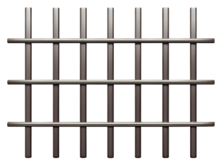 Prison jail bars isolated on a transparent background