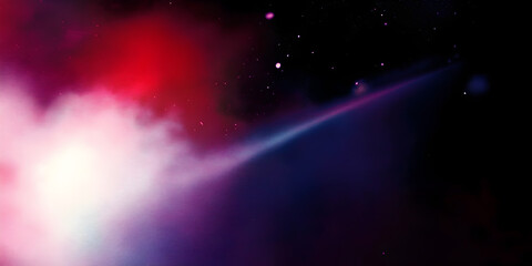 Abstract cosmic space with vibrant red, purple, and blue nebula. Fantasy astronomy background design for futuristic concepts.