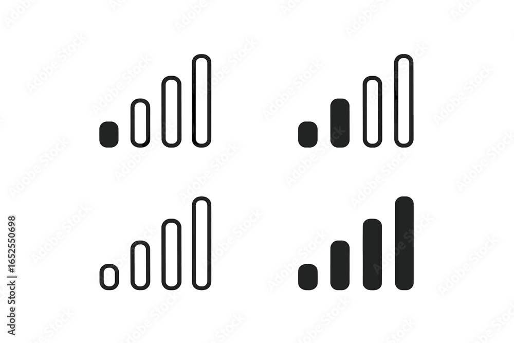 Aufkleber wireless network signal icons set. mobile phone connection strength indicator for applications, webs