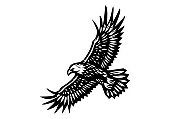 Eagle Linocut Hand Drawn Natural Illustration Vector Isolated by AZ for Books, Arts, Design and Decoration Graphic Asset