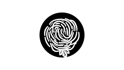 spaghetti symbol, black isolated silhouette