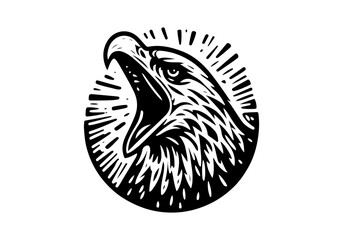 Eagle Linocut Hand Drawn Natural Illustration Vector Isolated by AZ for Books, Arts, Design and Decoration Graphic Asset