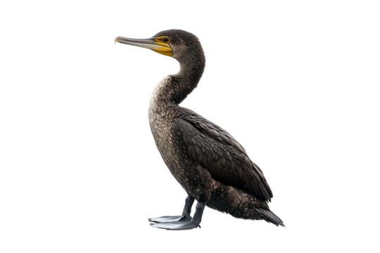 Cormorant bird perched isolated on transparent background