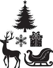 Christmas Reindeer & Santa Hat SVG Bundle

Holiday Gift, Sleigh & Holly Silhouette Set

Festive Christmas Clipart SVG Collection