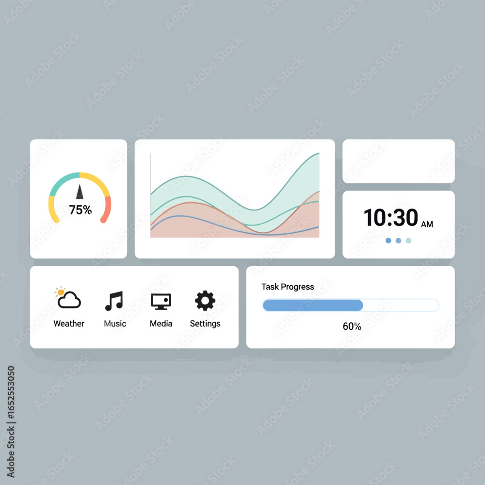 Fototapete Modern Minimalist Dashboard Interface Display with Essential Information and Progress Tracking Elements