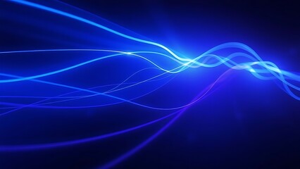 Vibrant blue and purple light trails swirling in a dark space, creating a futuristic and abstract atmosphere.