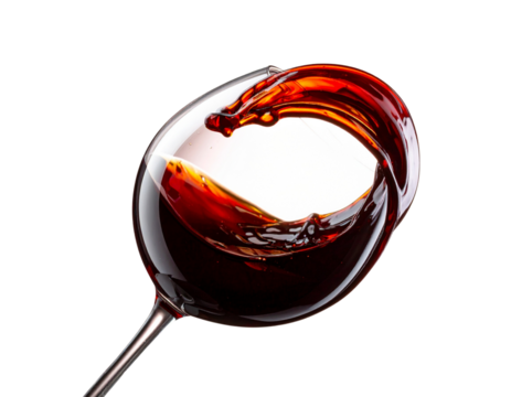 Balsamic Reduction Arch in Mid-Air, Elegant Flow, isolated on transparent background