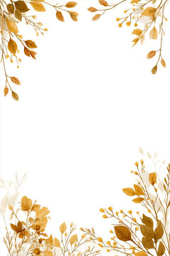 Autumn leaves frame background with white space for text
