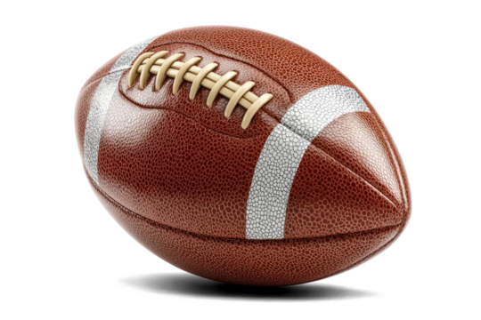 American football ball on white background