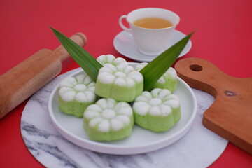 Delicious Kue Putu Ayu Indonesian Coconut Cakes with Tea