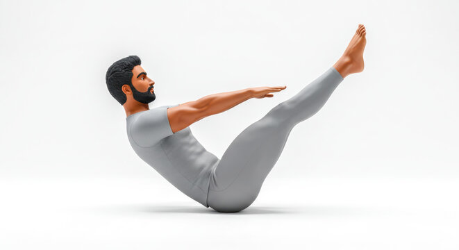 V-Sit Yoga Pose &ndash; Core Strength and Balance Exercise in Gray Outfit
Tags:
yoga pose, V-sit, core strength, balance, abdominal workout, raised arms, raised legs, gray outfit, beard, fitness, wellness, 