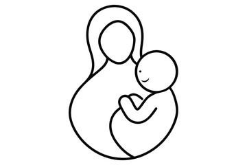 abstract continuous line art of baby wrapped in m