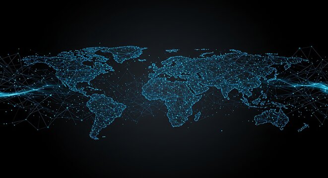 Futuristic global technology and data connection.