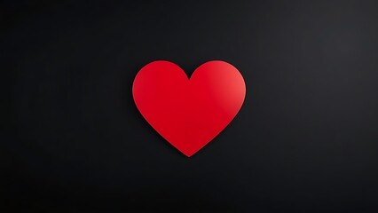 An abstract red heart shape on a matte black background, emphasizing minimalist design with negative space.