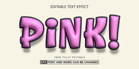 3d inflated text effect, Editable trendy style