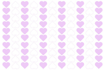 digital pattern of small hearts arranged in vertical columns. The hearts alternate between purple and outlined columns, theme of love