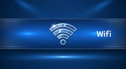 Modern WiFi Symbol with Digital Blue Background