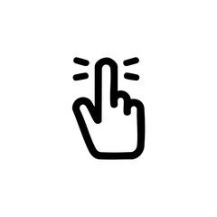 Obraz premium Minimalist outline icon of a hand tapping with finger click motion, representing UI gesture or user interaction. 