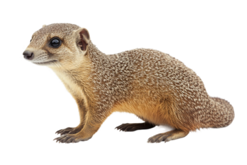 Mongoose in hunting stance isolated on transparent background