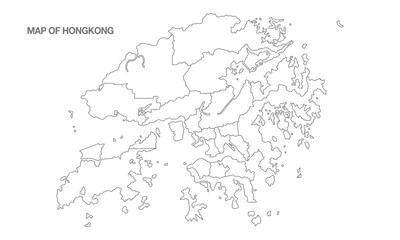 White background of Hongkong map with line art design