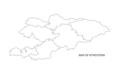White background of Kyrgyzstan map with line art design