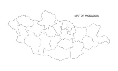 White background of Mongolia map with line art design