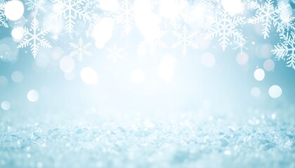 Sparkling Winter Wonderland Background with Falling Snowflakes and Glimmering Frost