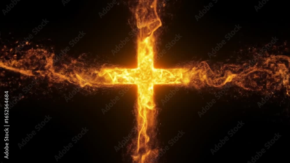 Poster golden crosses animation with particle effects on black background motion graphic