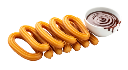 delicious churros with chocolate dip transparent background image for design