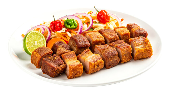crispy pork belly chunks transparent background image for menus websites