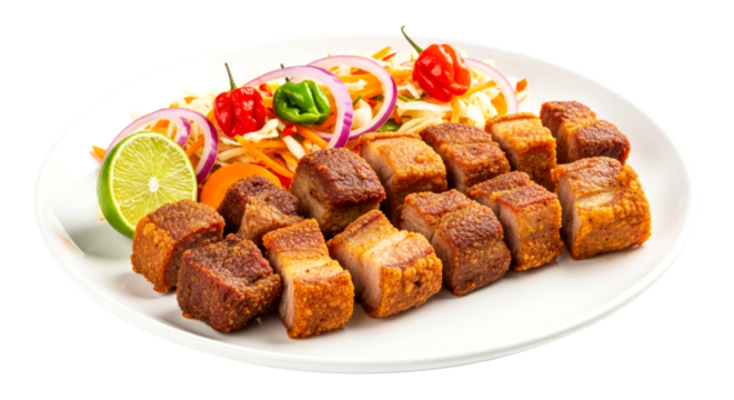 crispy pork belly chunks transparent background image for menus websites