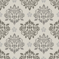 seamless damask pattern with gray abstract flower, vintage style, vector illustration elegant for textile, wall paper, bedding, rug, curtains, cushion cover, upholstery fabric, scarf, fashion, luxury