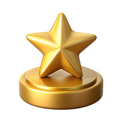 Golden star trophy award isolated on transparent background
