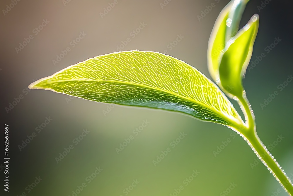 Poster a close view of a fern leaf showing its intricate green patterns