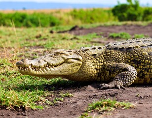 Obraz premium Crocodile in African savanna