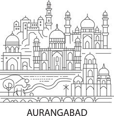 Obraz premium Aurangabad City Line Draw Simple Minimalist
