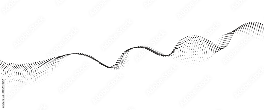 Poster flowing dot wave halftone gradient pattern on transparent background