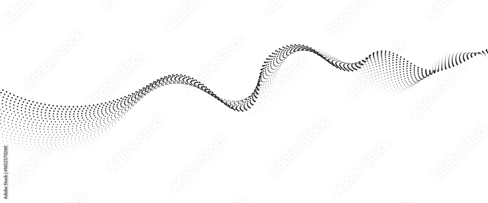 Poster flowing dot wave halftone gradient pattern on transparent background
