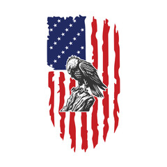 Patriotic Eagle Vector - US Flag with Flying Bald Eagle, bald eagle flag, american eagle vector, freedom design, patriotic eagle, us flag eagle, liberty symbol, eagle svg