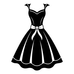Garden party dress vector clean black silhouette design white background
